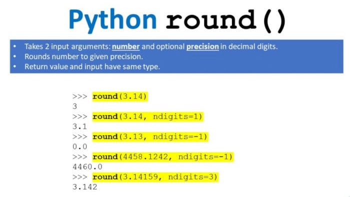 python round