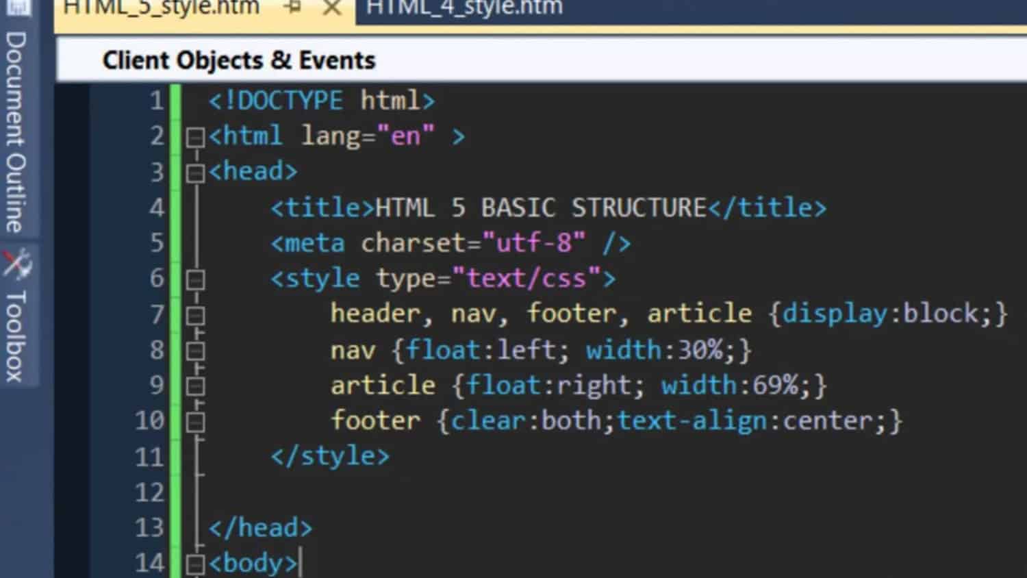 HTML structure and styling